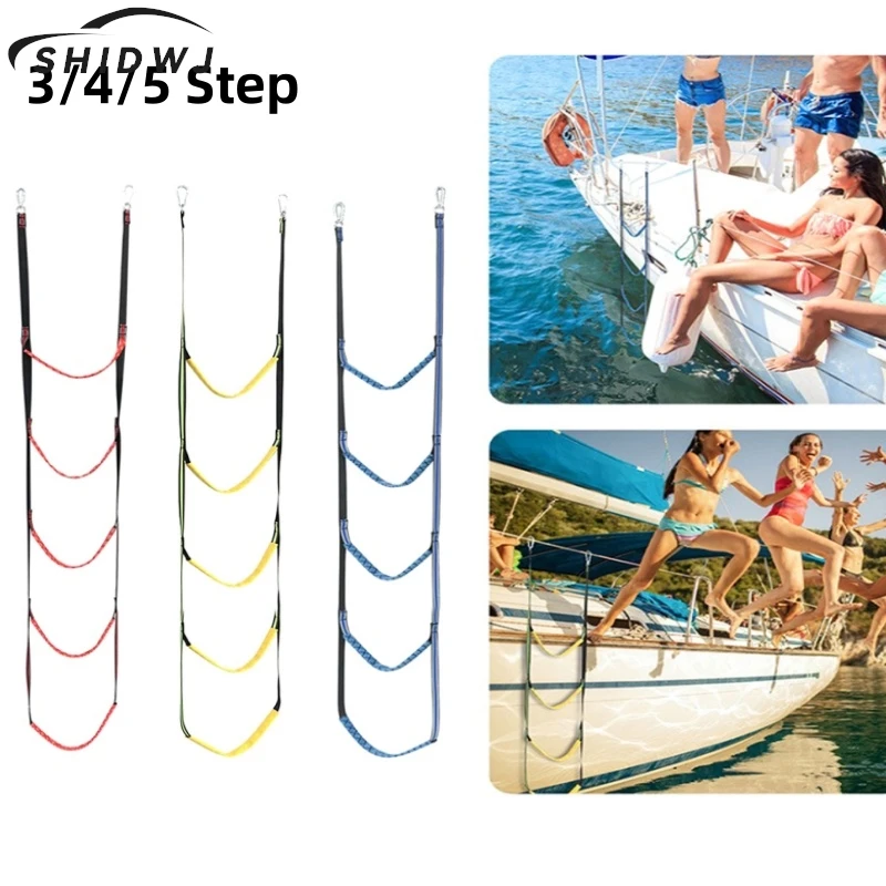 Boarding Soft Ladder Portable Yacht Boat Side Hanging Ladder 3/4/5 Step Boat Rope Ladder Boat Folding Ladder Rubber Boat