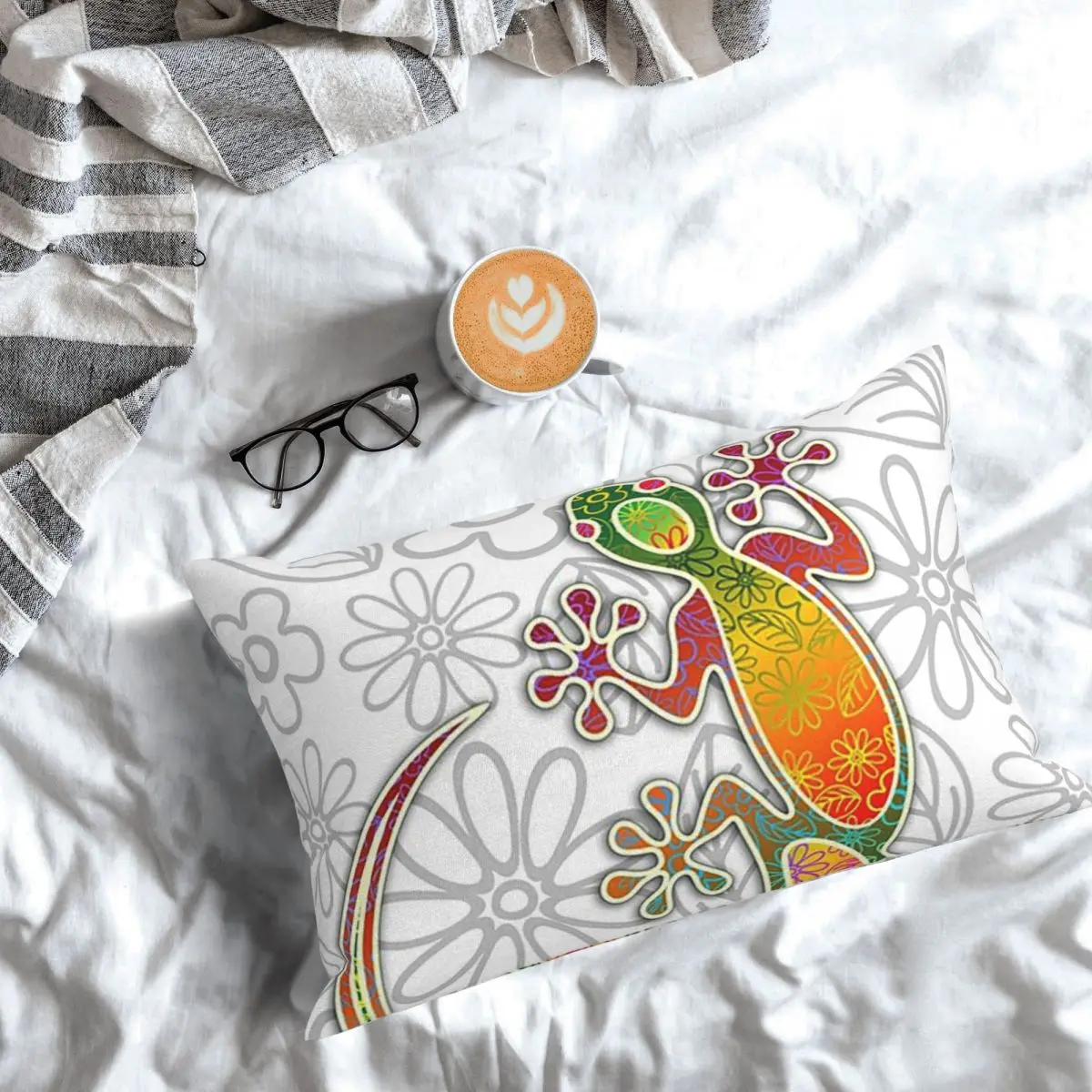 Gecko Ethnic Tribal Lizard African Rectangle Pillowcase Cushion Cover Decor Bedroom Bed Home Comfort Throw Pillow