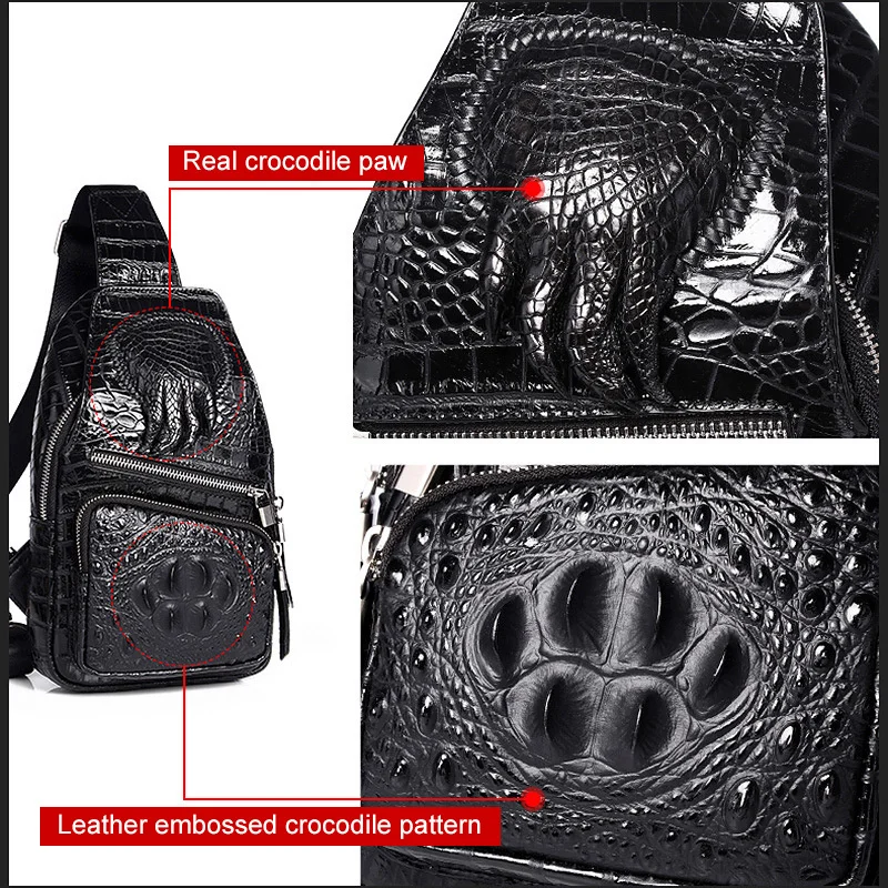 Wzór krokodyla skóra męska torba na klatkę piersiowa męska torba na ramię Crossbody podróżna pakiet zawiesi modna modna projektantka