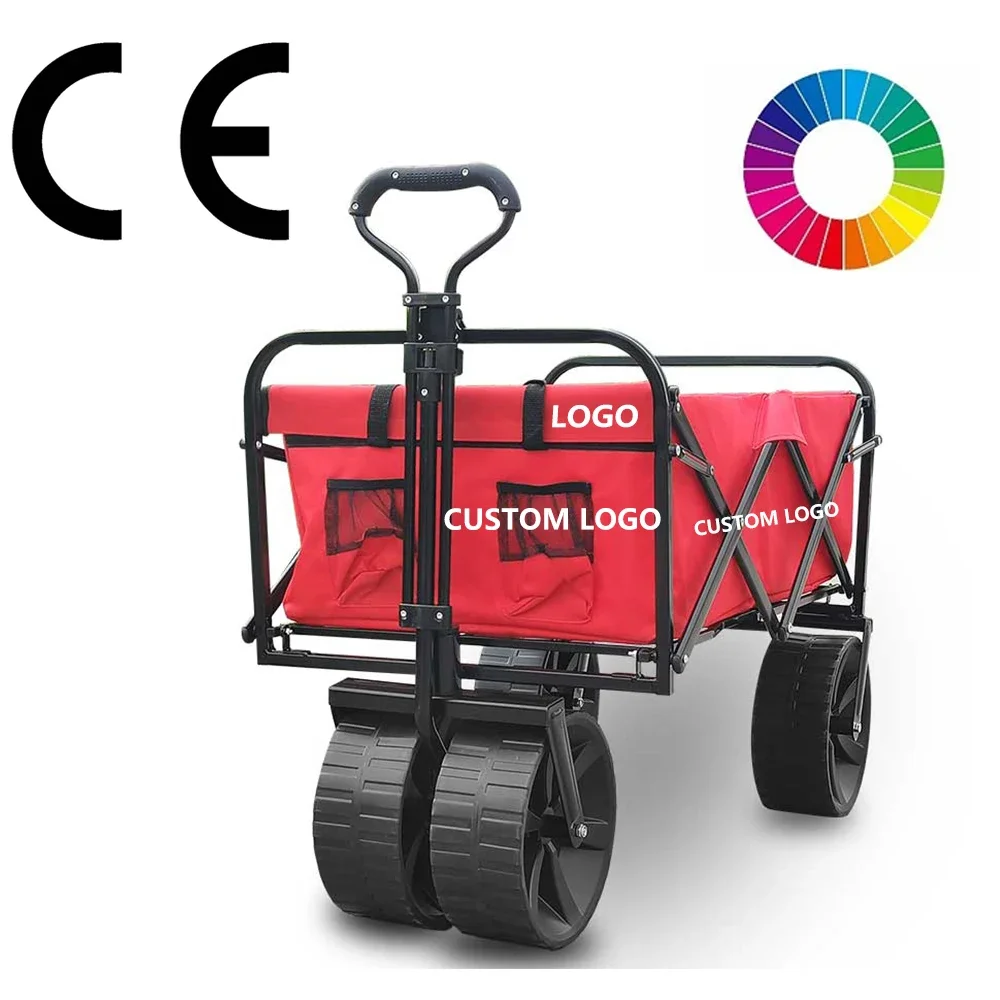 4 Wheels Portablefolding Beach Wagon 80KG Big Wheel Camping Folding Wagon Stroller Truck