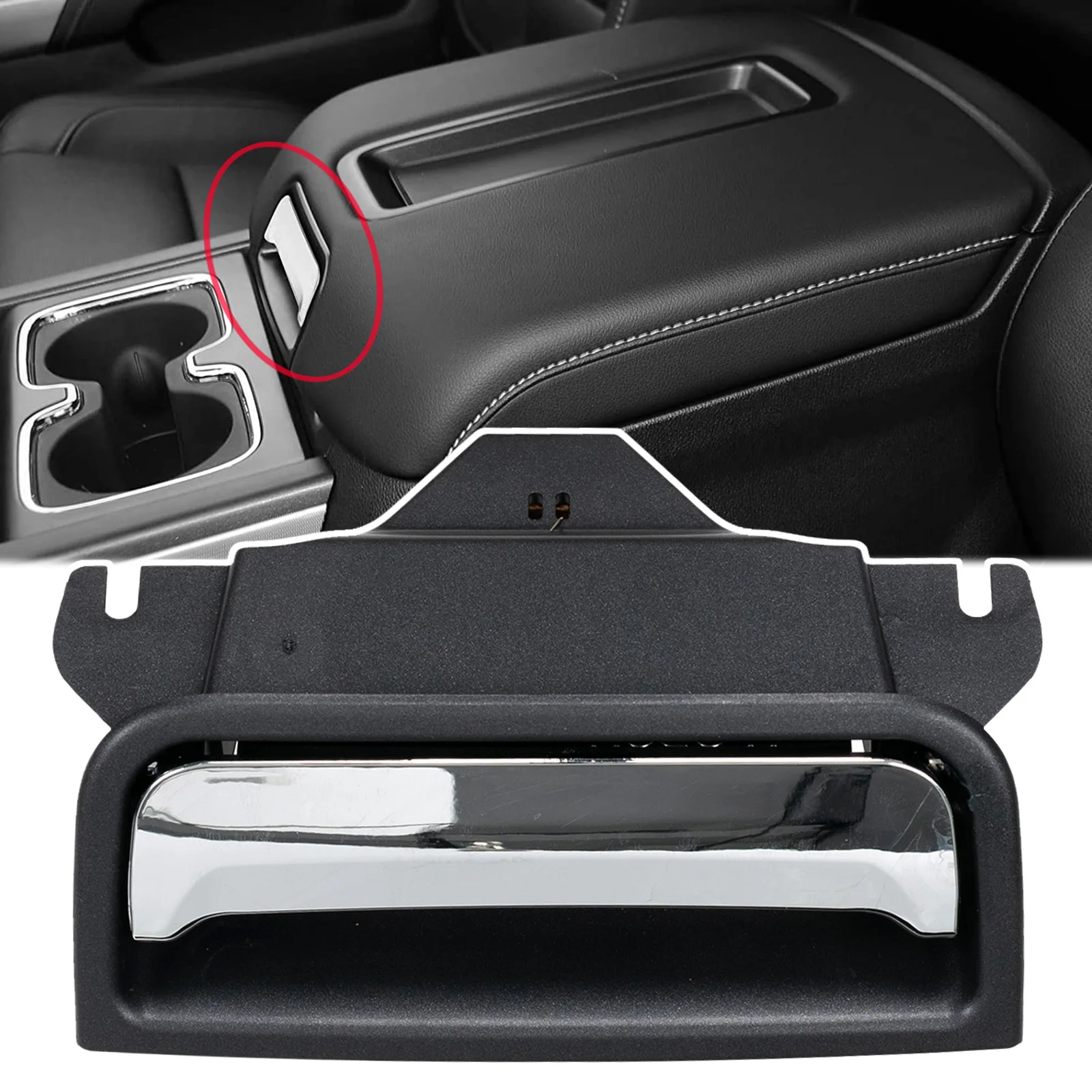 22792217 Black 22861304 Chrome Center Console Arm Rest Latch Lid Switch Handle Lock For Chevrolet Silverado 1500 2014 - 2018