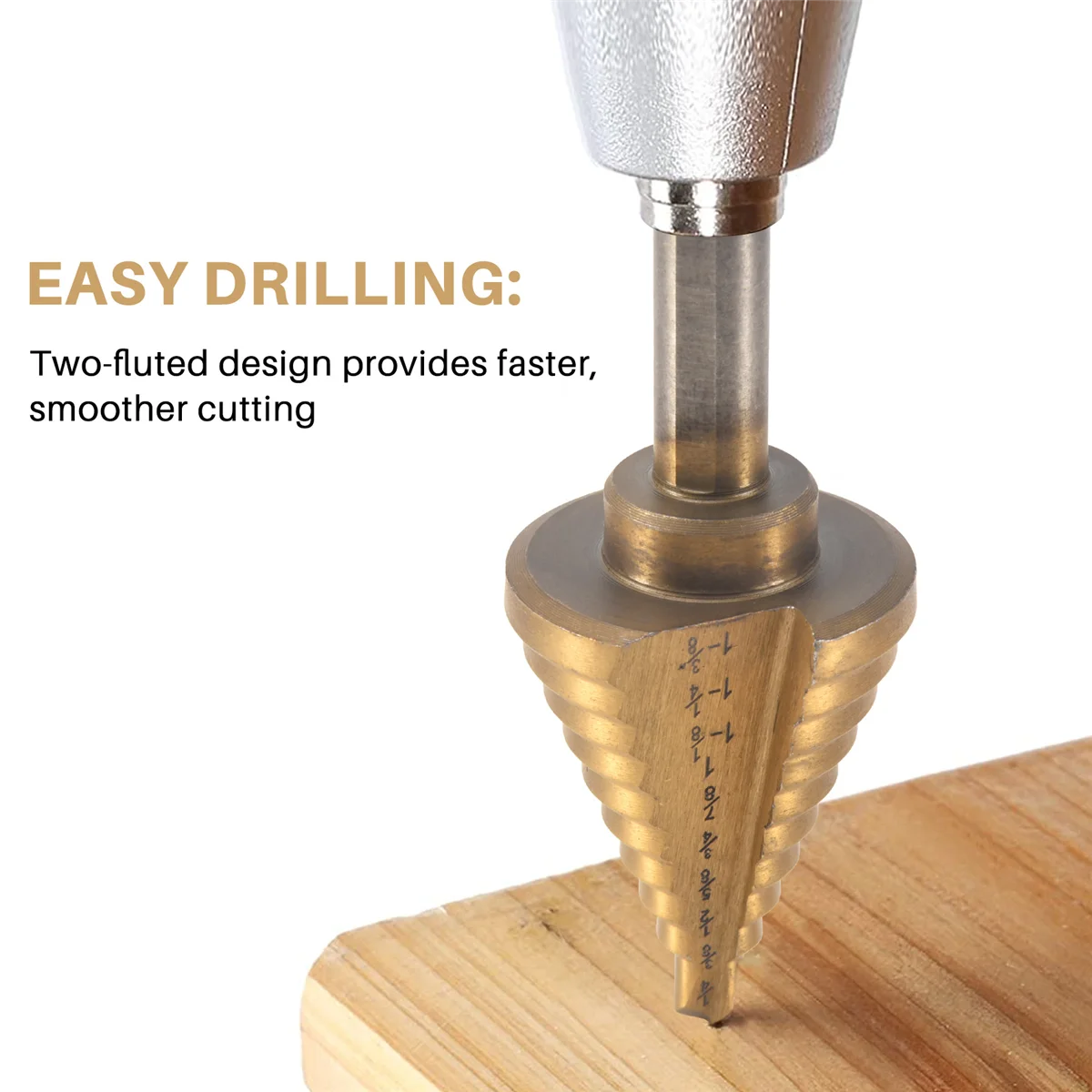 Step Drill Cone Drill Bits, High Speed Steel 10 Steps 1/4 to 1-3/8 inch