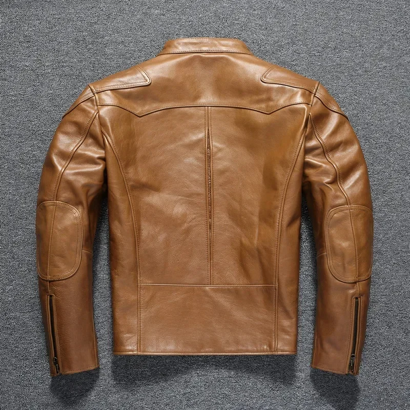 AYUNSUE Mens Genuine Leather Jacket Vintage Autumn Real Horsehide Coat Slim Jackets Motorcycle Jaqueta Masculina SGG976