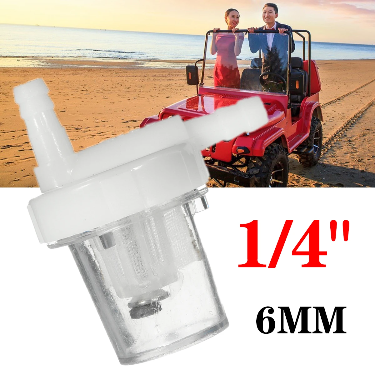 2Pcs Clear Motorcycle Petrol Fuel Filter 1/4\