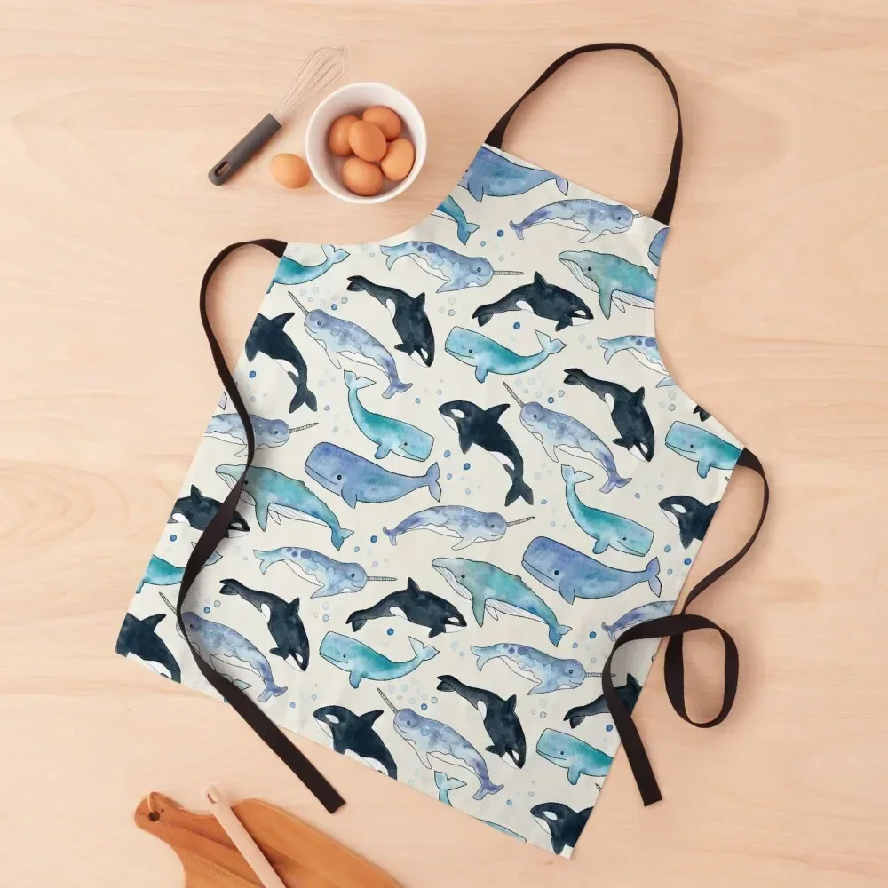 

Whales, Orcas & Narwhals Apron Chef Uniform Women Things For Kitchen Waiter Uniforms kitchen and home Apron