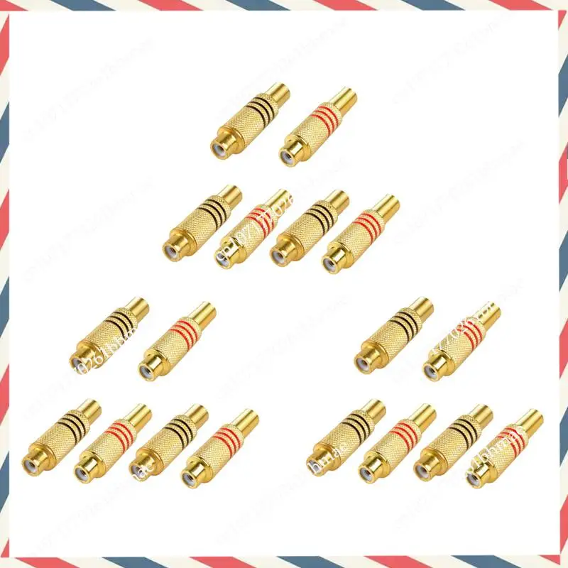 

-A21Z RCA Connector Plug,18-Pack RCA Female Plug Screws Audio Video In-Line Jack Adapter Gold Plated Solder Type,Gold