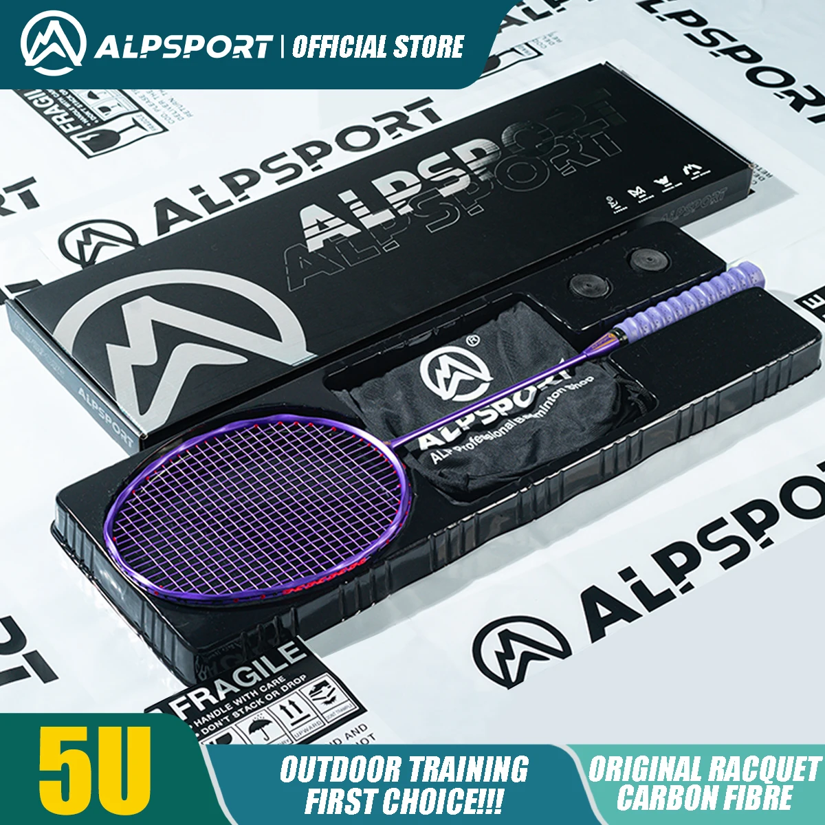 Alpsport-ギフトボックス付きカーボンファイバーバドミントンラケット