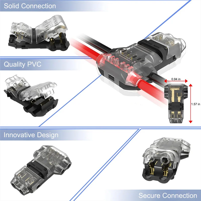 

【Home-Accessories】10Pcs T Type Wire Connector 2 Pin T Tap Wire Connectors, Wire Splice Connectors, No Stripping 2 Way Wire Conne
