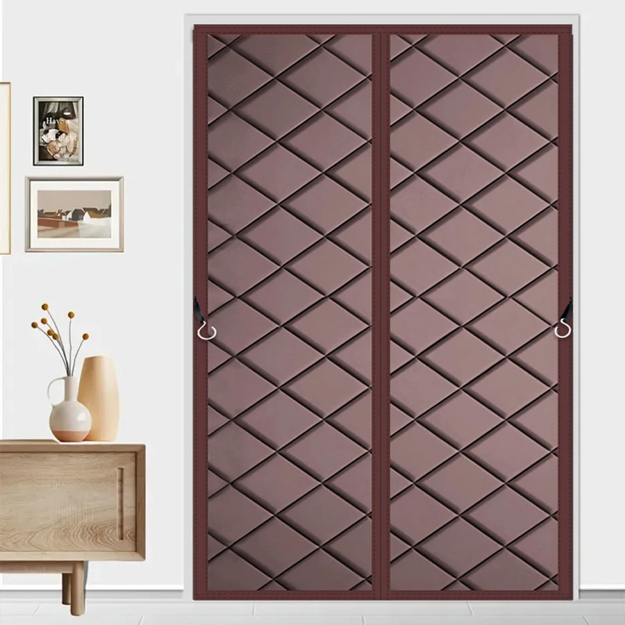 ستارة باب معزولة مغناطيسية شتوية، غطاء عازل للباب قابل للطي، ستارة باب قطنية عالية الجودة، مناسبة لغرفة المعيشة/