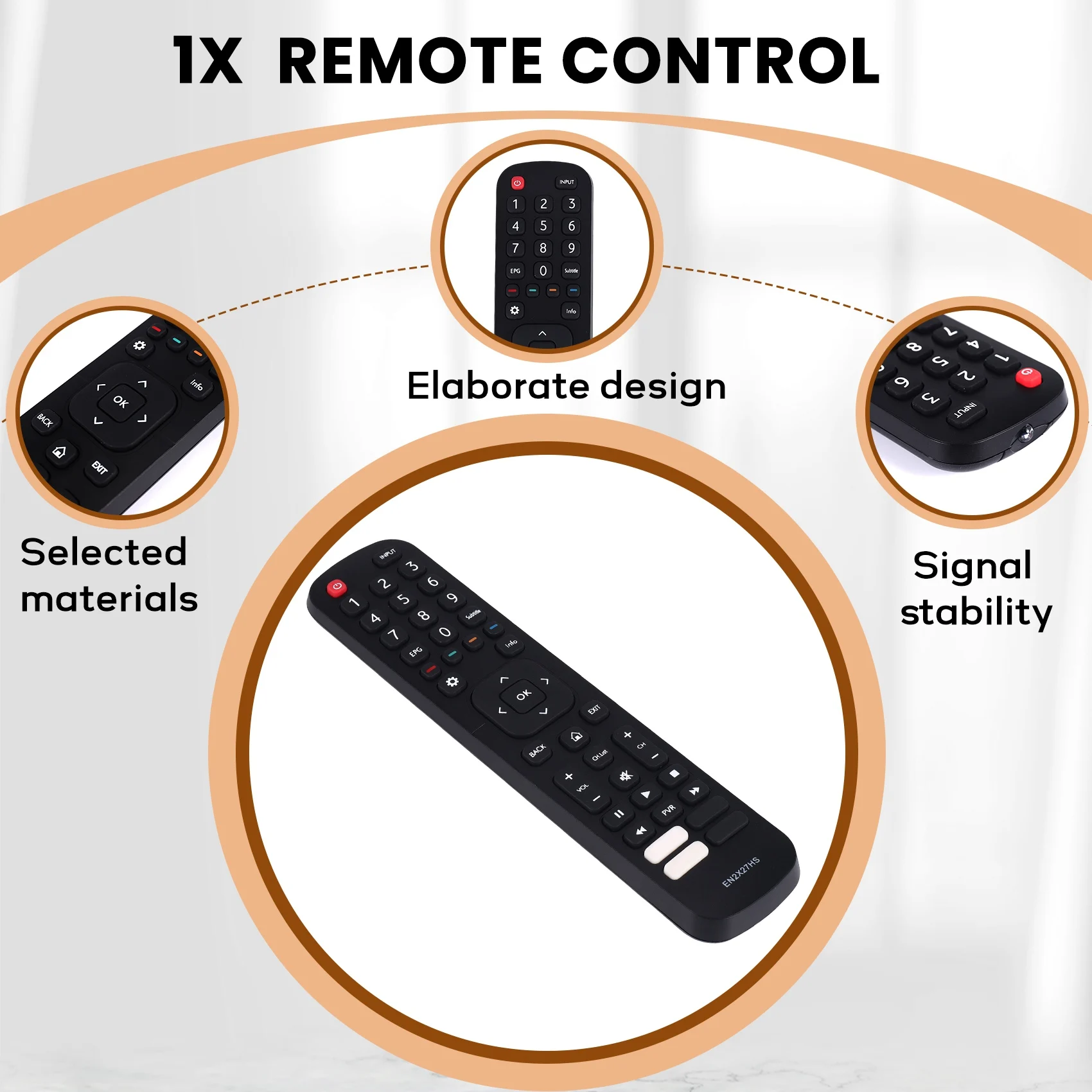 DT21 EN2X27HS Smart TV Remote Control for Hisense H65M5500 43K300UWTS0100 49K300UWTS 55NEC5200 65K5500UWTS, Replacement