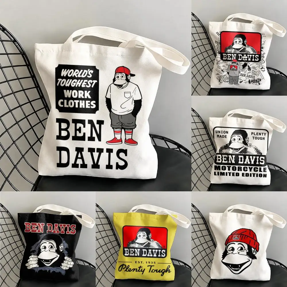 Luxury B-Ben D-Davis Storage Bags Canvas Double-Sided Print Beach Bag Durable Handbag Shoulder Travel Bag Gift