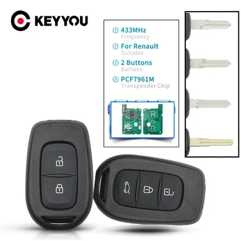 KEYYOU Fernbedienung Auto Schlüssel 433mhz PCF7961M 4A Chip 2/3 Tasten Für Renault Sandero Dacia Logan Lodgy Dokker Duster Trafic clio Master