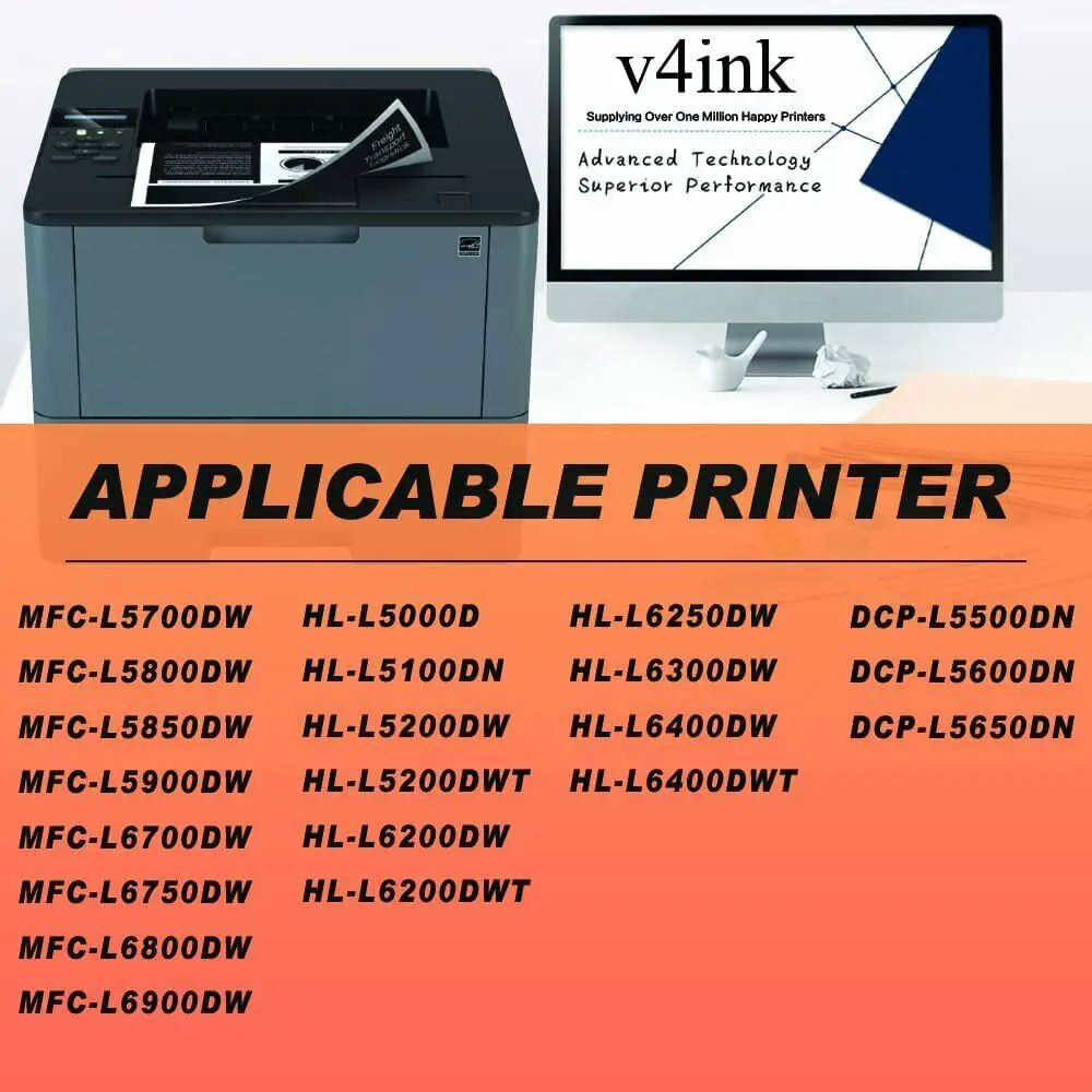 V4ink 4x TN850 820 خرطوشة الحبر لأخيه HL-L5200DW L6200DW MFC-L5700DW