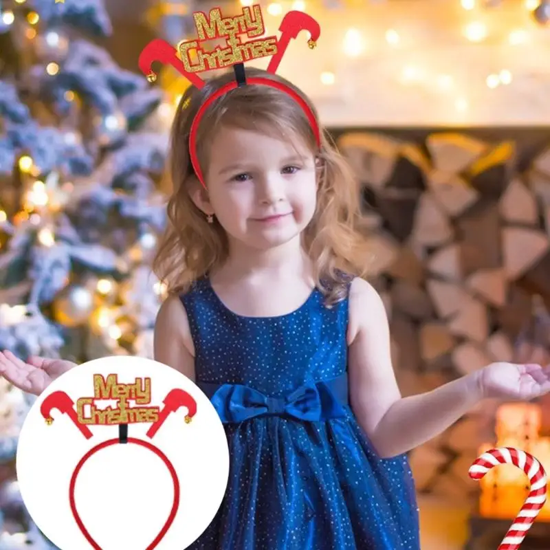 

39BB Holiday Themed Hairband Santa Decorations Lightweight Comfortable Party Accessory Set