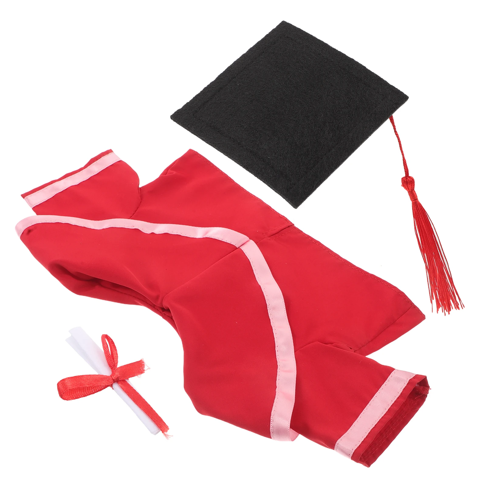 

1 set Graduation Season 30cm Suit Bear Hat Cap Clothing Dress Up Accessory Supply Polyester Decorations Kit Mini Realistic