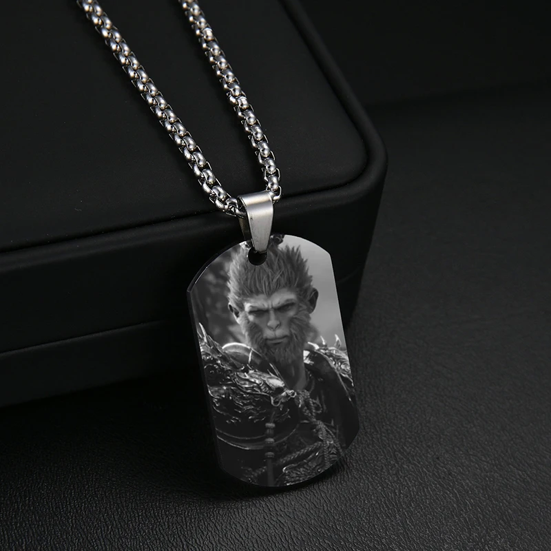 Treebud Cutom New Black Myth WUKONG Pendant Stainless Steel Laser Engraved Personalized Picture Text Necklace Women Men Jewelry