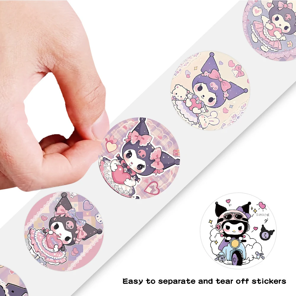 สติกเกอร์ลายการ์ตูนซานริโอ้ คุโรมิ 500 ชิ้น/ม้วน สติกเกอร์รางวัลน่ารัก สติกเกอร์อนิเมะ สำหรับติดขวดน้ำ แล็ปท็อป โทรศัพท์มือถือ ของเล่นสติกเกอร์ลายกราฟฟิตี้น่ารัก