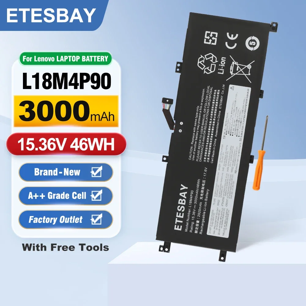 ETESBAY 3000mAh 46WH 15.36V L18M4P90 Laptop Battery For Lenovo ThinkPad L13 Yoga Series SB10T83119 02DL030 SB10T83177 5B10W13934