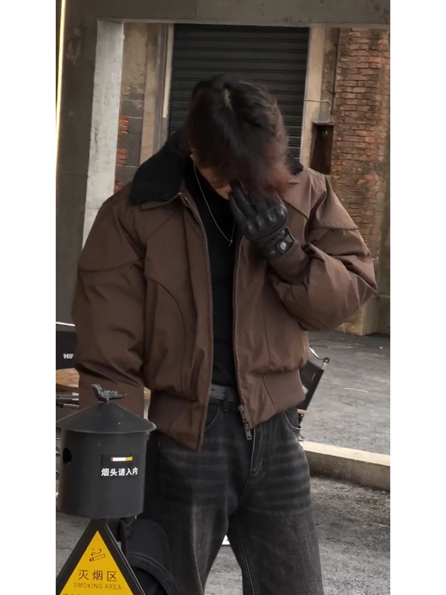 

Men's Bomber Jaet Cotton Workwear ort Thiened Lamb Fur Collar Warmth Autumn Winter Flight Outerwear Polyester Fiber