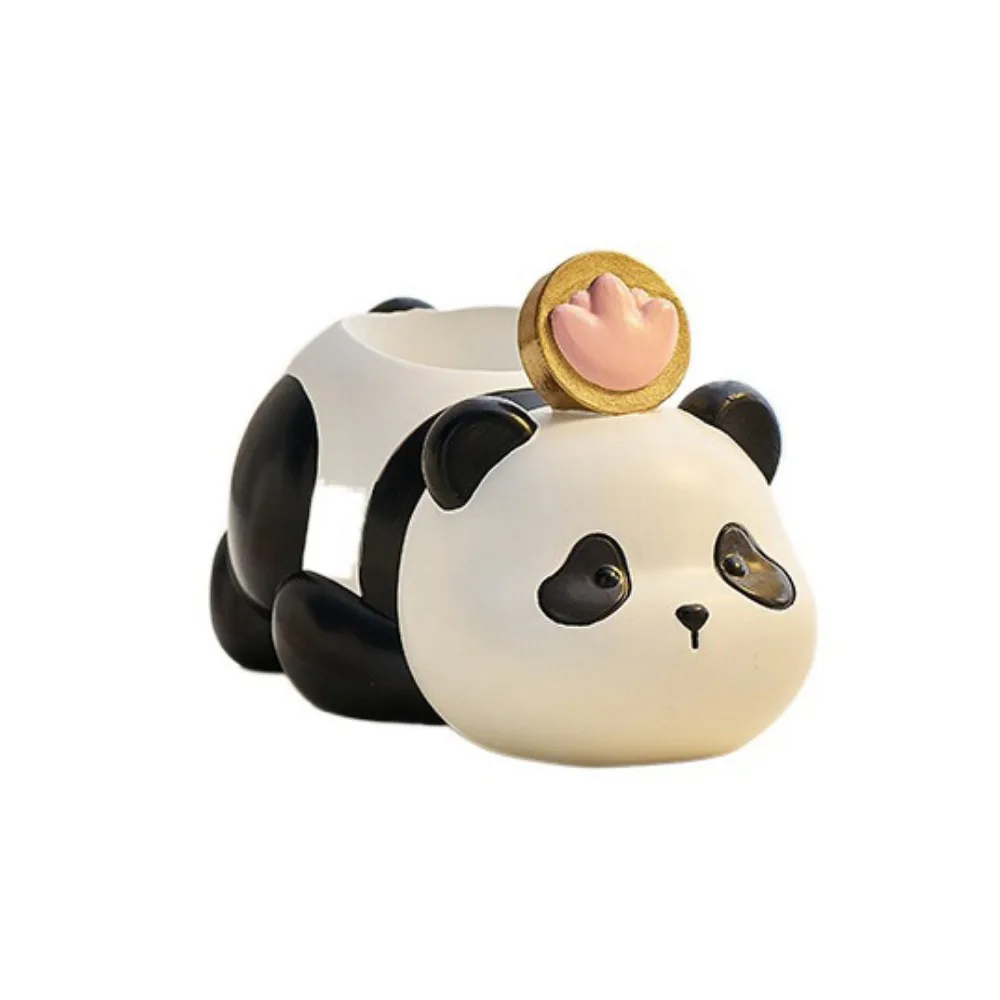 

Funny Cute Animal Pen Holder Cartoon Unique Resin Panda Statue Large Capacity Desktop Rabbit Ornament Bedroom