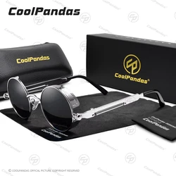 CoolPandas Vintage Steampunk Round Sunglasses Polarized Men Classic Retro Mirror Lens Glasses For Women Trendy Shades Unisex