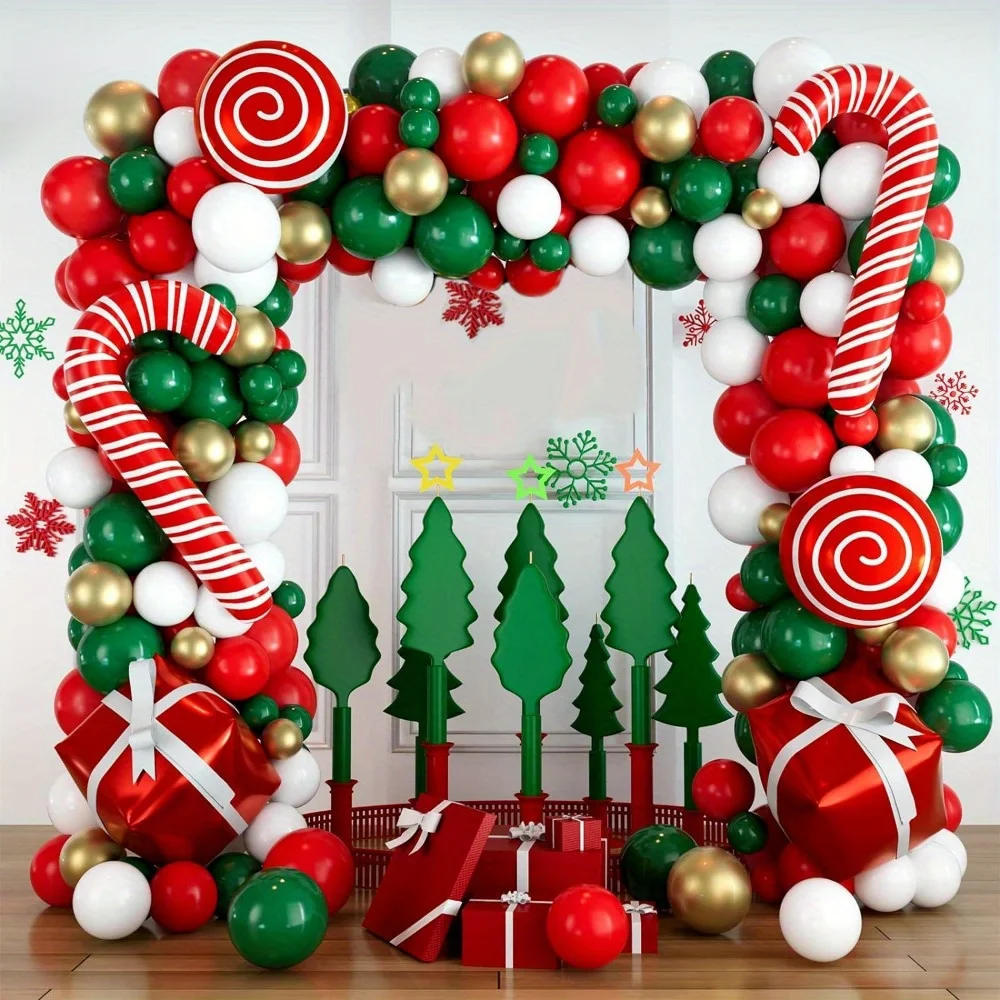 131pcs Christmas Balloon Wreath Set-,suitable for Christmas, Parties,celebrations and Other Scenes Indoor and Outdoor Decoration