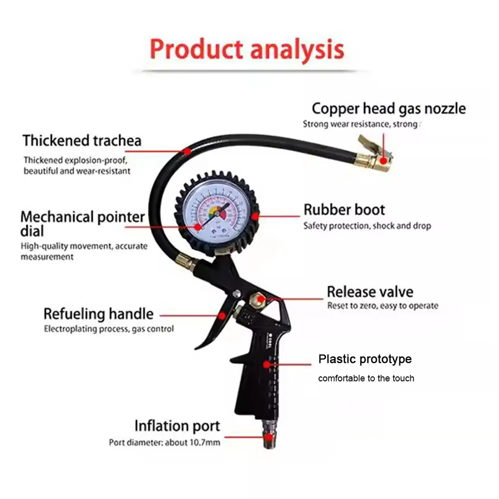 High Precision Tire Pressure Gun Digital Air Gauge for Car SUV Truck 220Psi Range Car Accessories