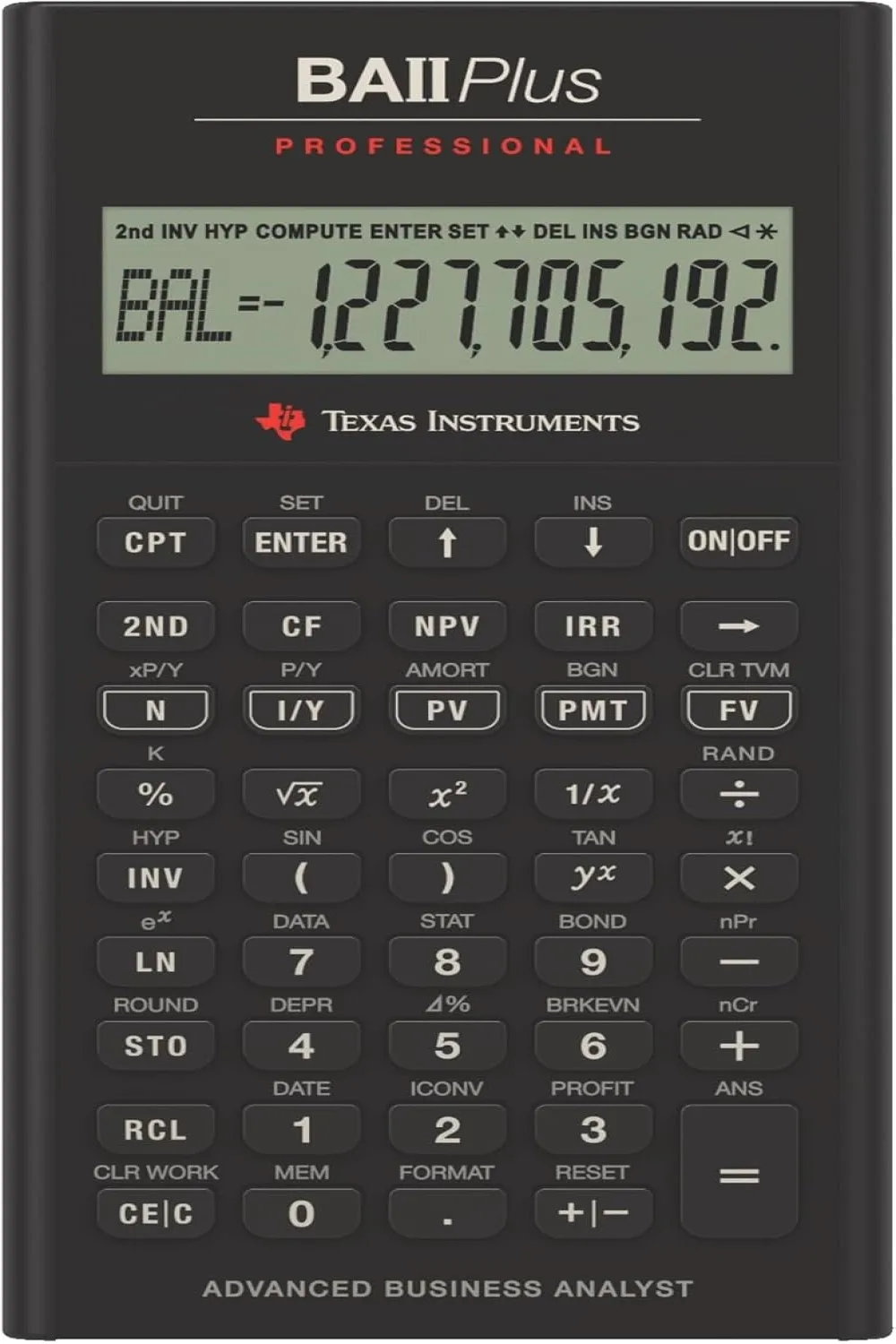 Texas Instruments BA II Plus Professional Financial Calculator Silver 9.8 Inch