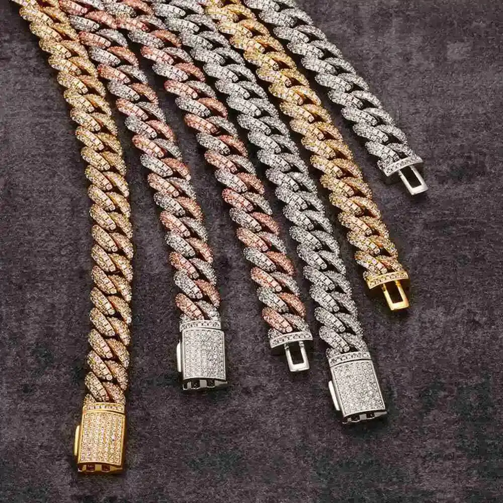 Luxury Wholesale Cheap Price 925 Sterling Silver 10mm Miami Cuban Moissanite Link Chain.
