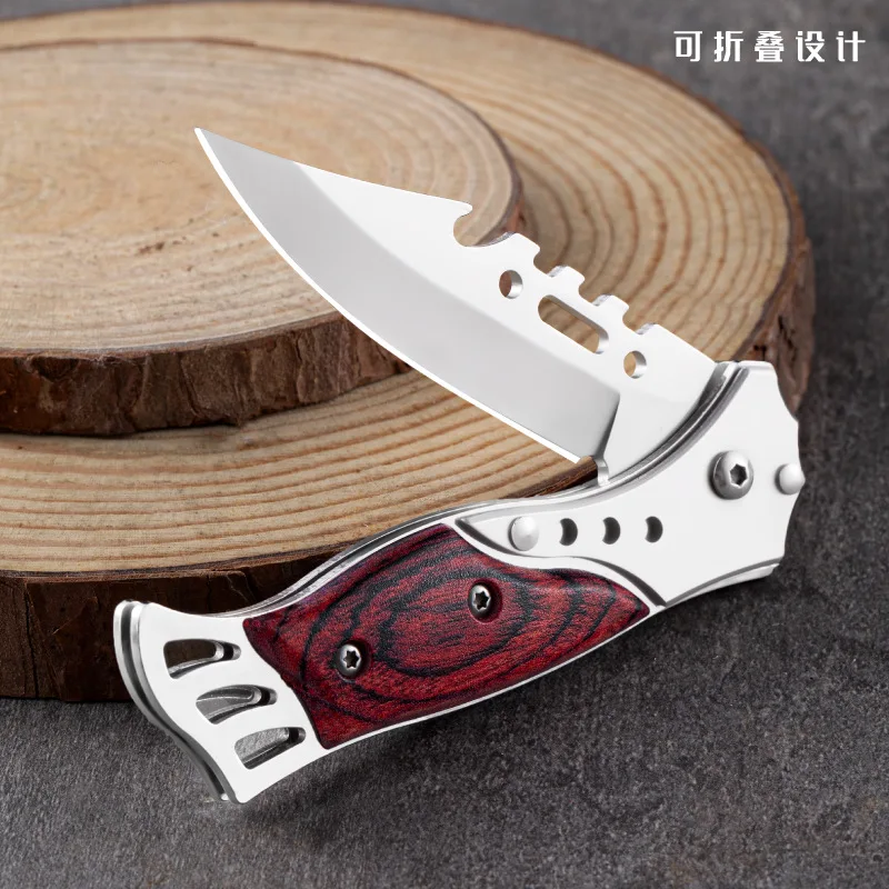 Portable Outdoor Camping Folding Knife, Mini Compact Pocket Folding Knife, Stainless Steel Self-Defense Survival EDC Knife