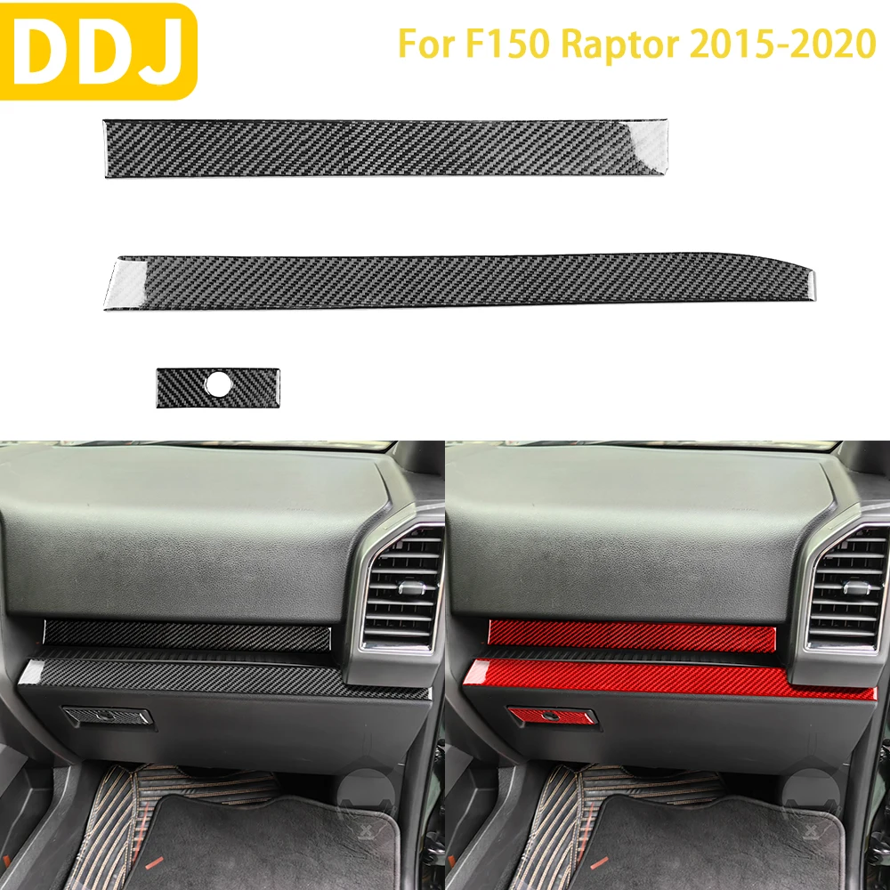 

For Ford F150 Raptor 2015-2020 Accessories Carbon Fiber Interior Co-pilot Glove Box Panel Handle Trim Sticker Decoration