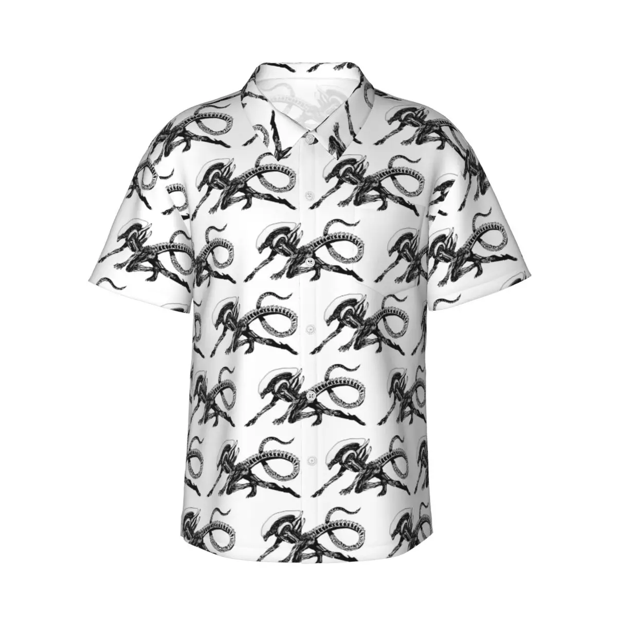 

Xenomorph Alien Movie Men's Shirts Hawaiian Short Sleeve Shirt Casual Lapel Tops for Summer Beach