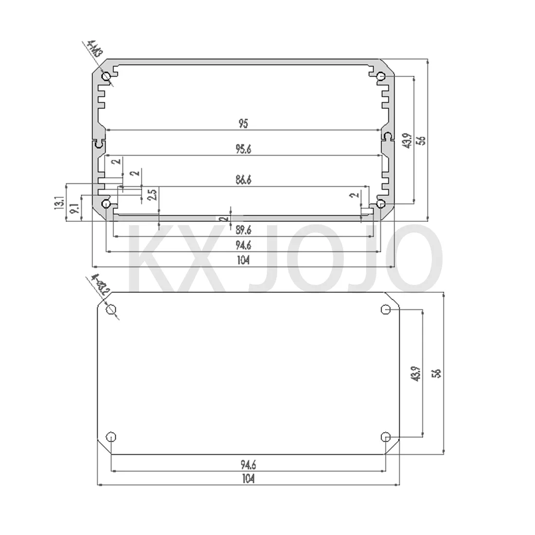 Aluminum Enclosure 104*56*120mm Split Waterproof Box Profile Shell Electronic Project Protective Metal 1pc