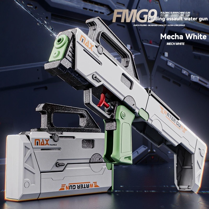 FMG9 Foldable Submachine Water Gun Mechanical Continuous Launch Large Capacity 200ml Children's and Adult Beach Water Play Toy