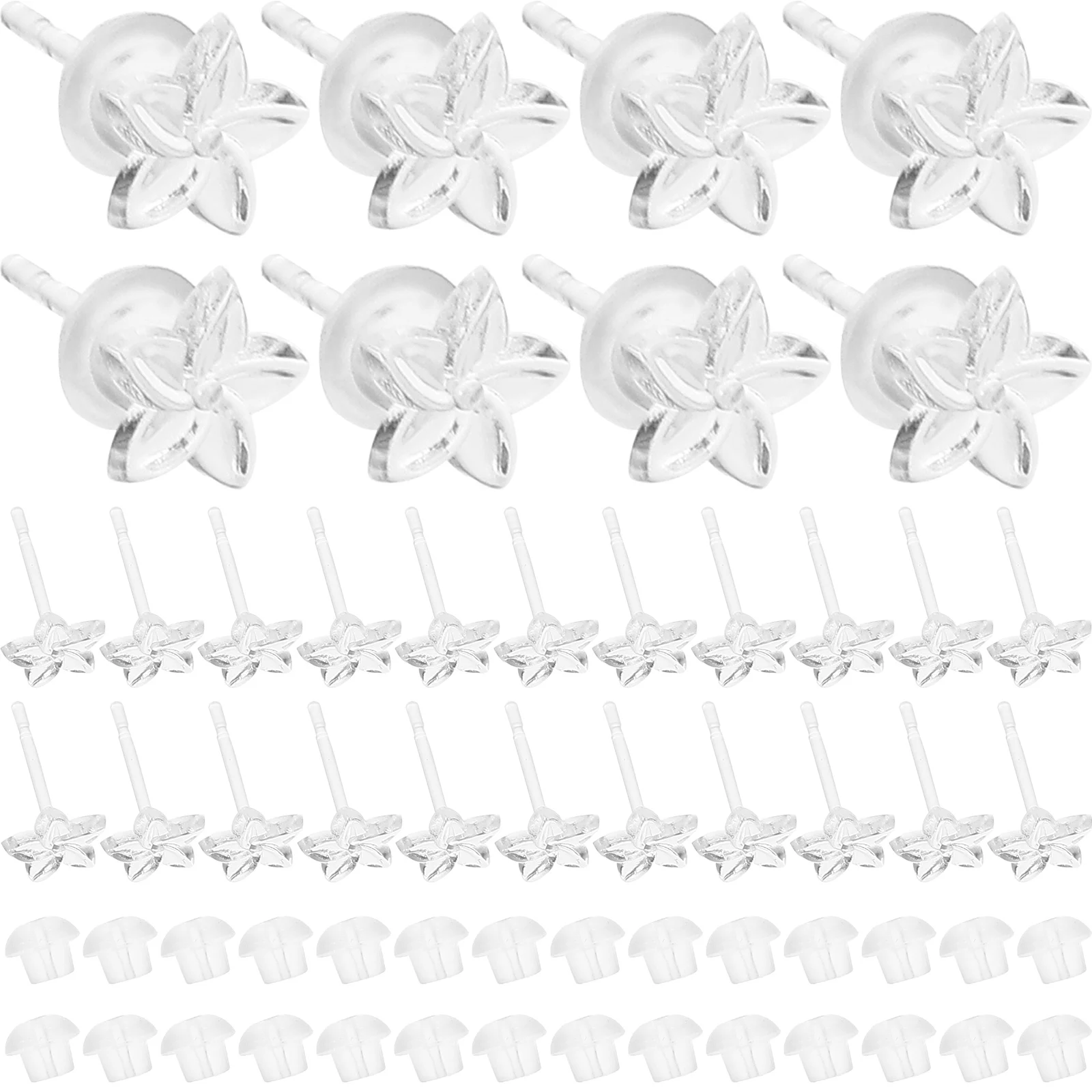 

50 set Flower Shaped Resin Earrings Ear Studs Replacement Plugs Earring Backs Diy Secure Safety Backs For Women Girls Summer