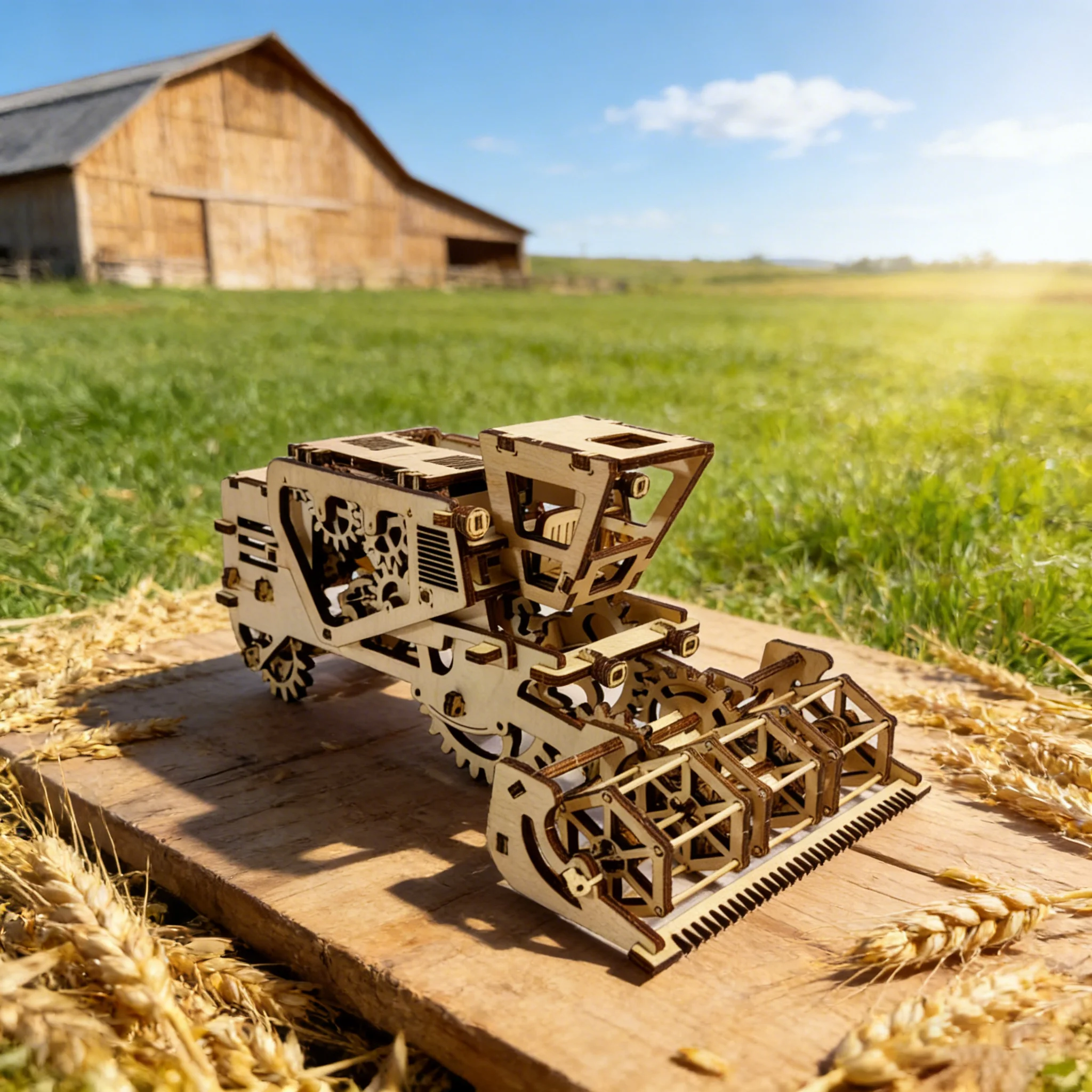 

1 Wooden 3D Puzzle Combine Harvester DIY Wooden Assembly Model Creative Holiday Decor Gift Perfect for Family Assembly