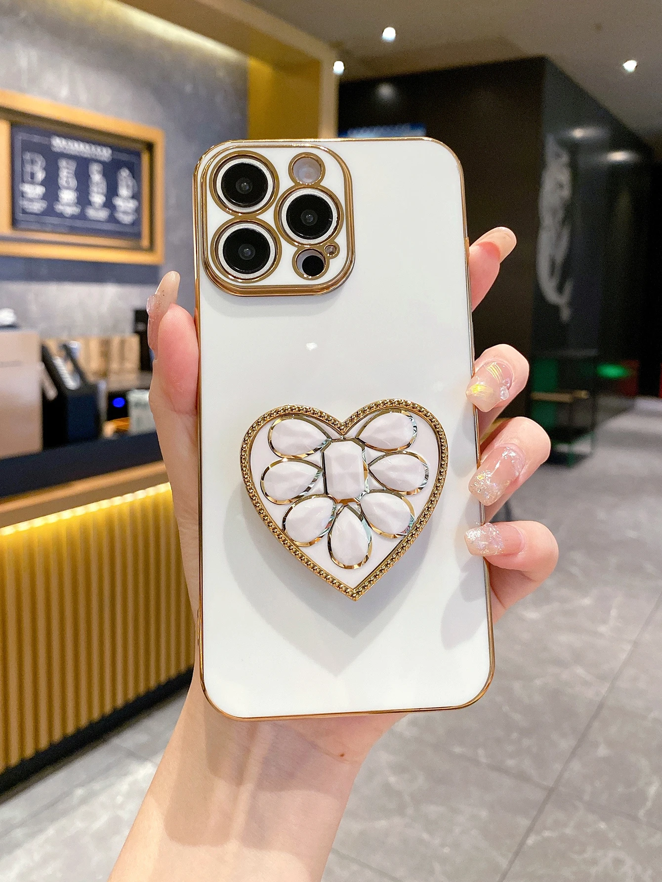 Luxus-Beschichtung Liebe Diamant Halter Telefon Fall für iPhone 17 16 15 14 Plus 13 12 Mini 11 Pro Max X XS XR 7 8 SE2 SE3 Zurück Abdeckung