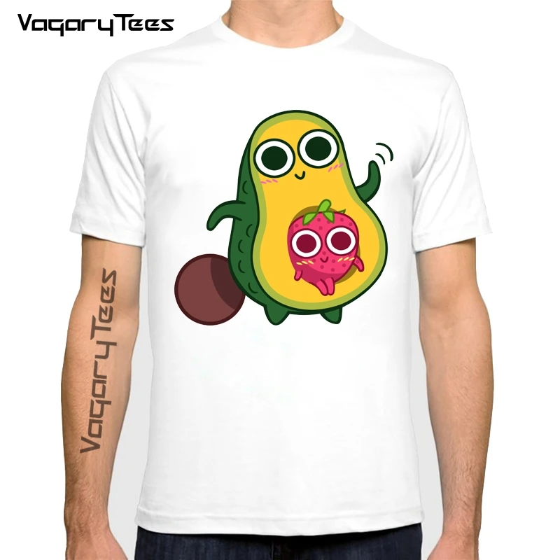 cute Avocado family and Strawberry funny t shirt men new white casual tshirt homme short sleeve unisex streetwear t-shirt