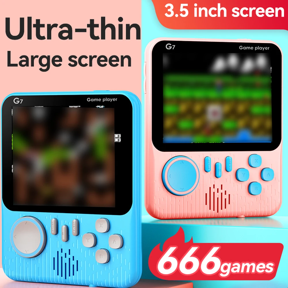 3.5 inch G7 Handheld Game Console Screen 666 in 1 Mini Student Card Machine Portable Retro Nostalgic Games Console