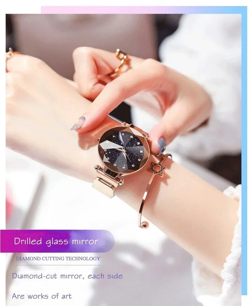 Relogio Feminino Luminous Women Watches Fashion Starry Sky Ladies Quartz Clock Luxury Magnetic Mesh Female Wristwatch Gift