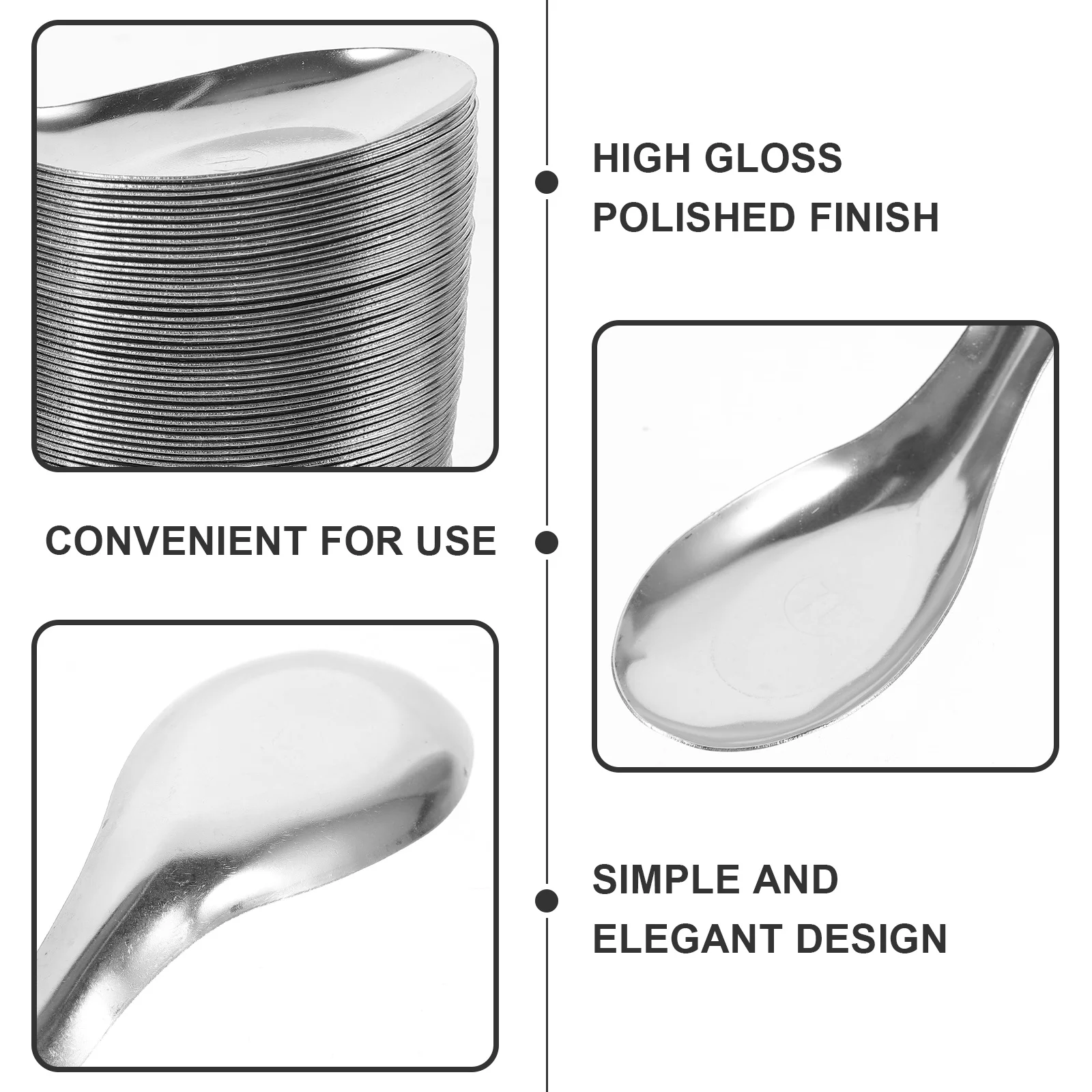 

50pcs Stainless Steel Soup Spoons 13X4.2Cm Thick Polished Coffee Tea Dessert Spoon For Home Office Restaurant Serving Tableware