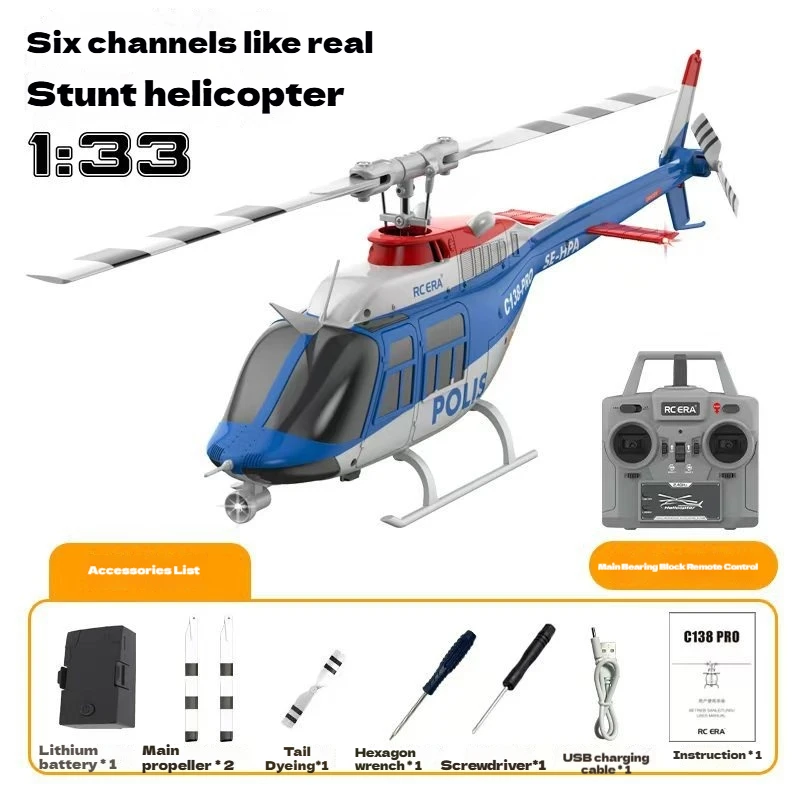 

2025 New C138 PRO Brushless Version Remote Controlled Helicopter Six Channel Model Boys Toy Gift Remote Control Helicopter