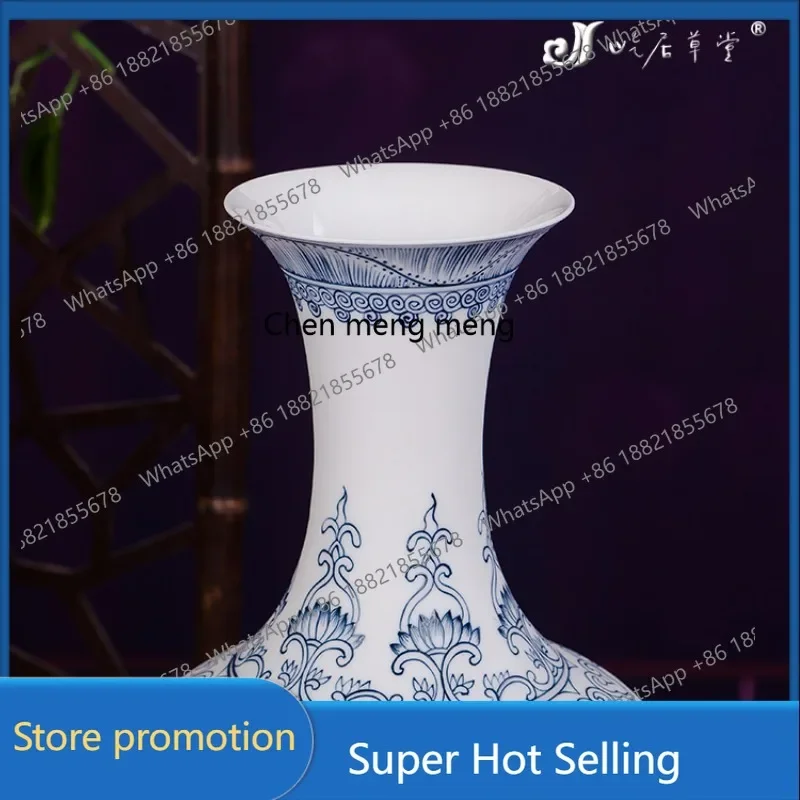 A6239 Hand-painted vase tangled lotus appreciation vase Jingdezhen ceramic blue and white porcelain factory direct sales