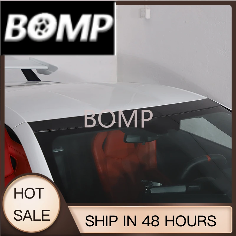 BOMP For Chevrolet Corvette C8 Stingray Z51 Z06 2020-24 Real Carbon Fiber Car Front Top Windshield Cover Trim Sticker Car Access