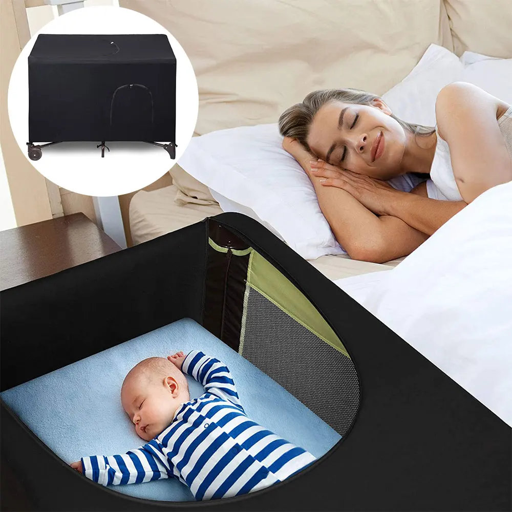 Stretchable Breathable Crib Canopy Cover Portable Baby Bed Blackout Safety Compact Travel Sleeping Bed Tent Sun Shade Curtain