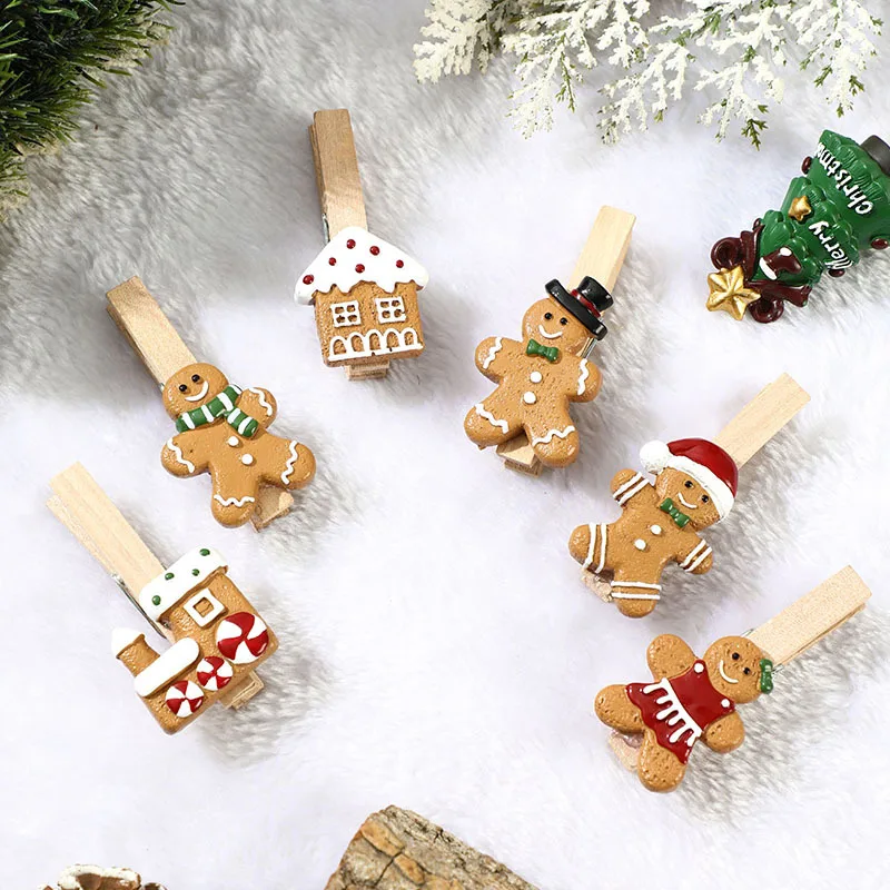 Decoración navideña de hombre de jengibre, colgante pequeño de resina, adorno de árbol de Navidad para Bar, restaurante, decoración de arreglo de escena