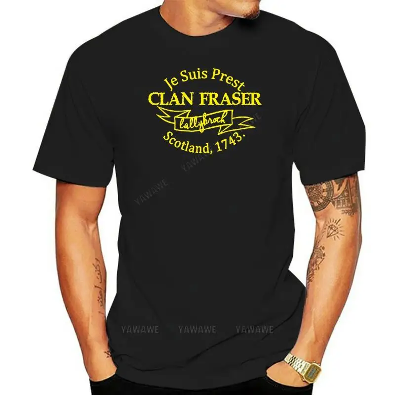 Camiseta de algodón con cuello redondo para hombre, camisa de manga corta con estampado de clan fraser, unisex