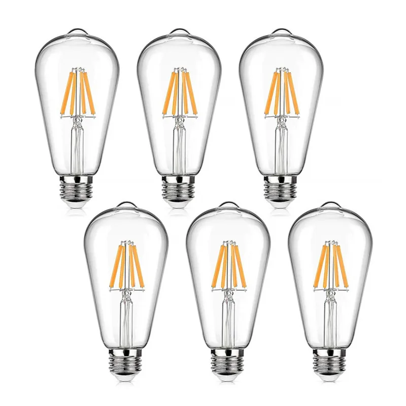6 STKS LED ST64 2 W 4 W 6 W 8 W DC 220 V 110 V Dimbare Gouden Gloeilamp E27 B22 Licht Vintage Edison Lamp Retro Goud Glas Uiterlijk