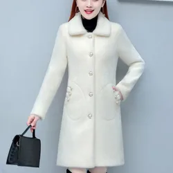 Water Mink Wool Woolen Jacket Women's Overcoat New Autumn Winter Thick Warm Parker Coat Slim Single-Breasted Wool Windbreakers