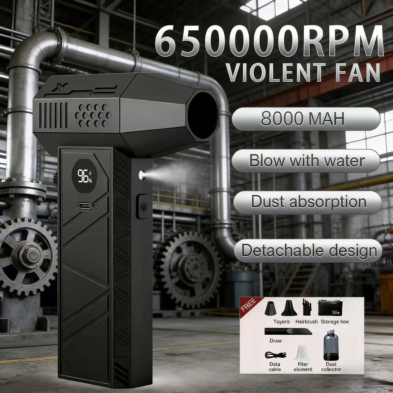 

C6/C6Pro Мини-воздуходувка 650000 об/мин Бесщеточный двигатель Мощный пылеочиститель Дисплей Светодиодное освещение Портативный перезаряжаемый турбовентилятор